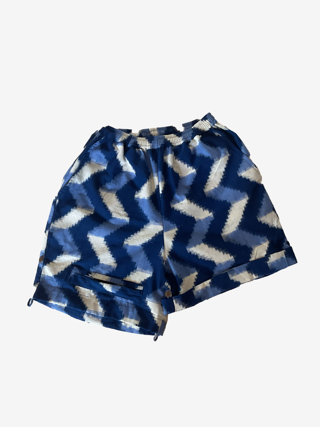 420 double ikat zig zag shorts