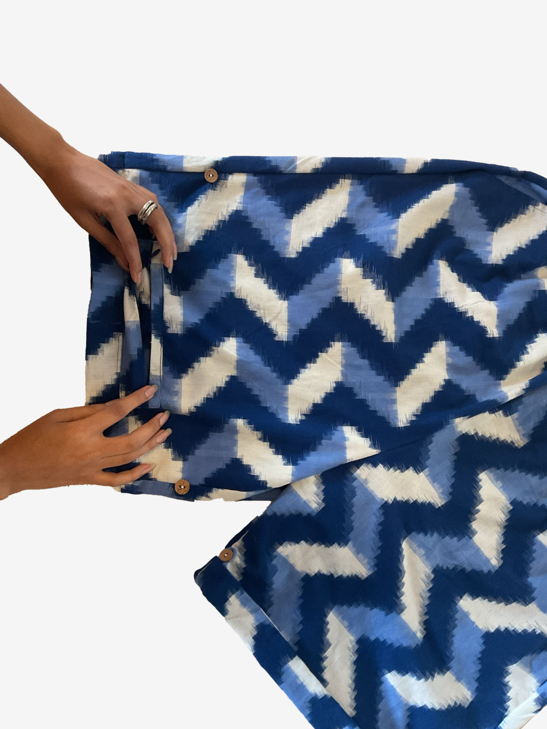420 double ikat zig zag shorts