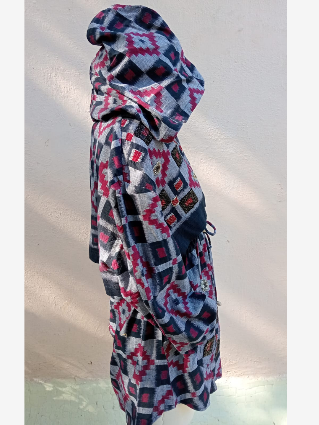 Embroidered Tie - up Hoodie