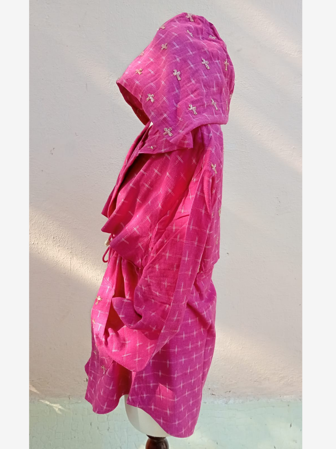 Embroidered Tie Up Hoodie