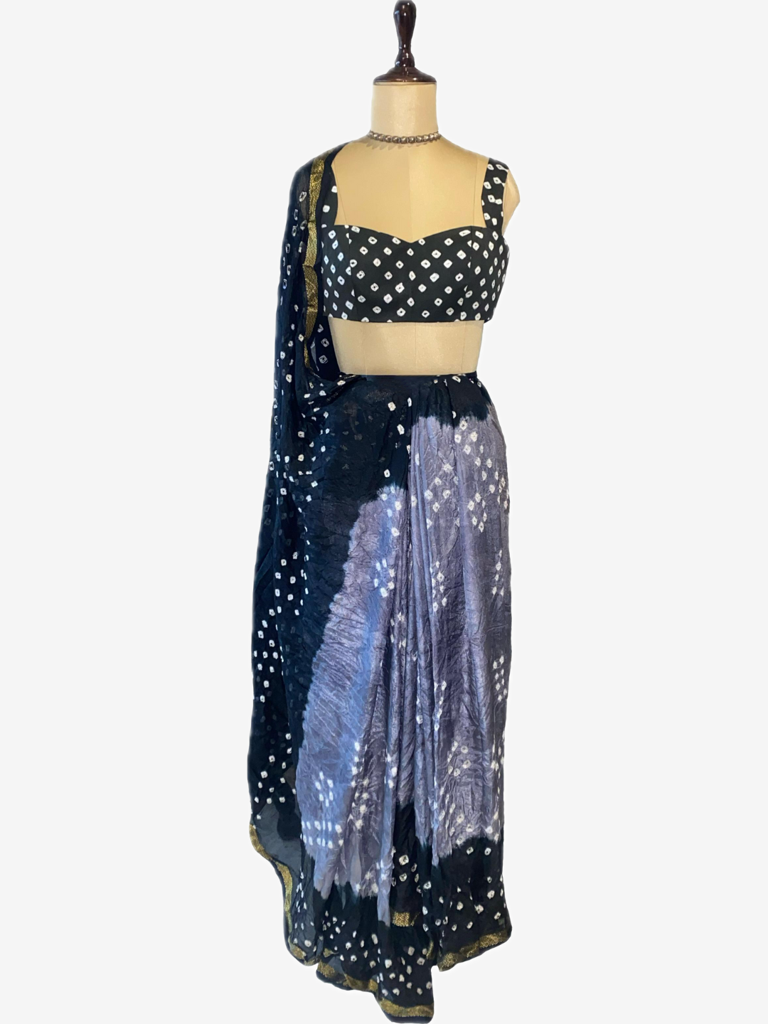 Grey Skies Bhandhani Saree