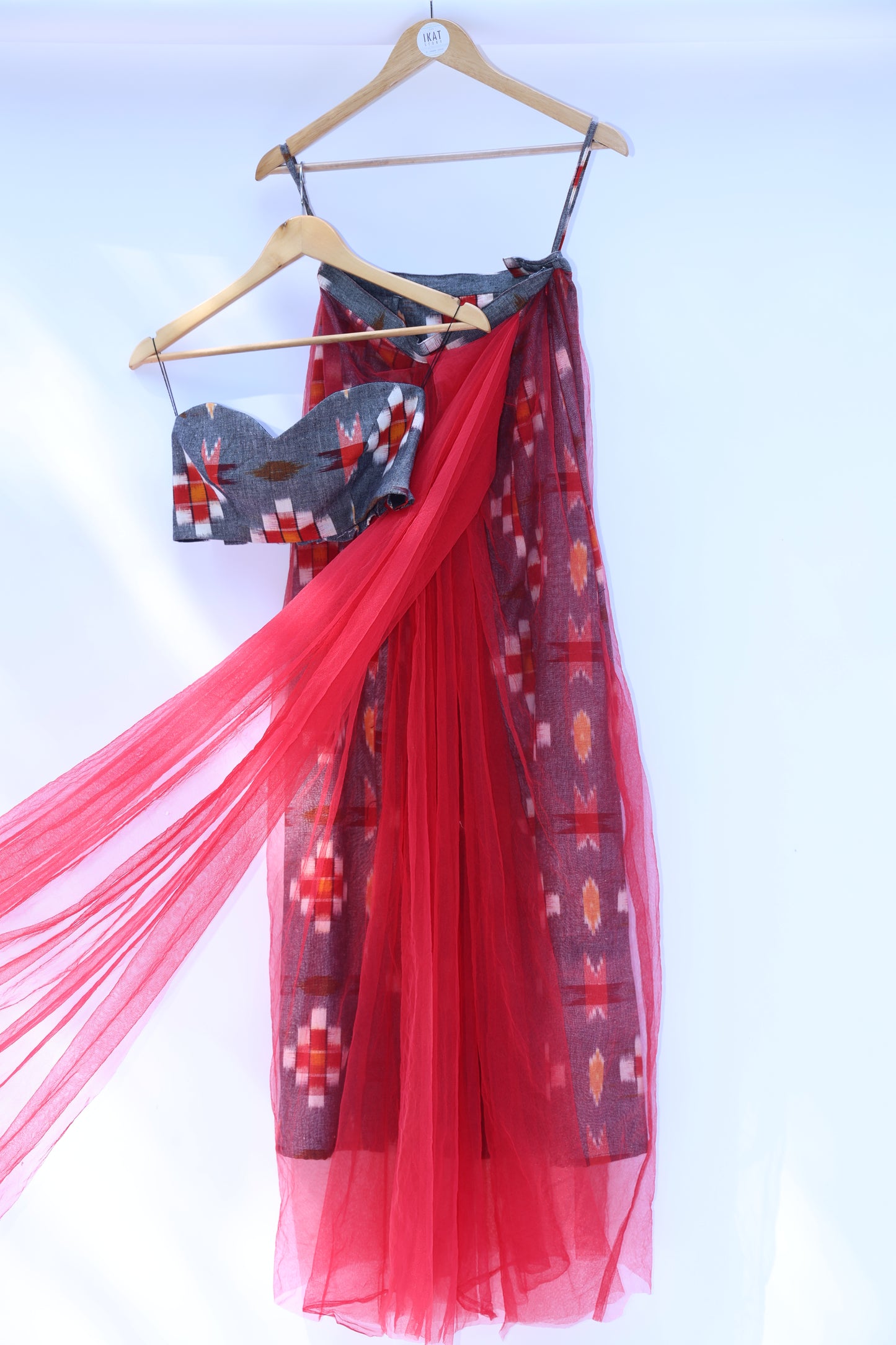 Red net Saree