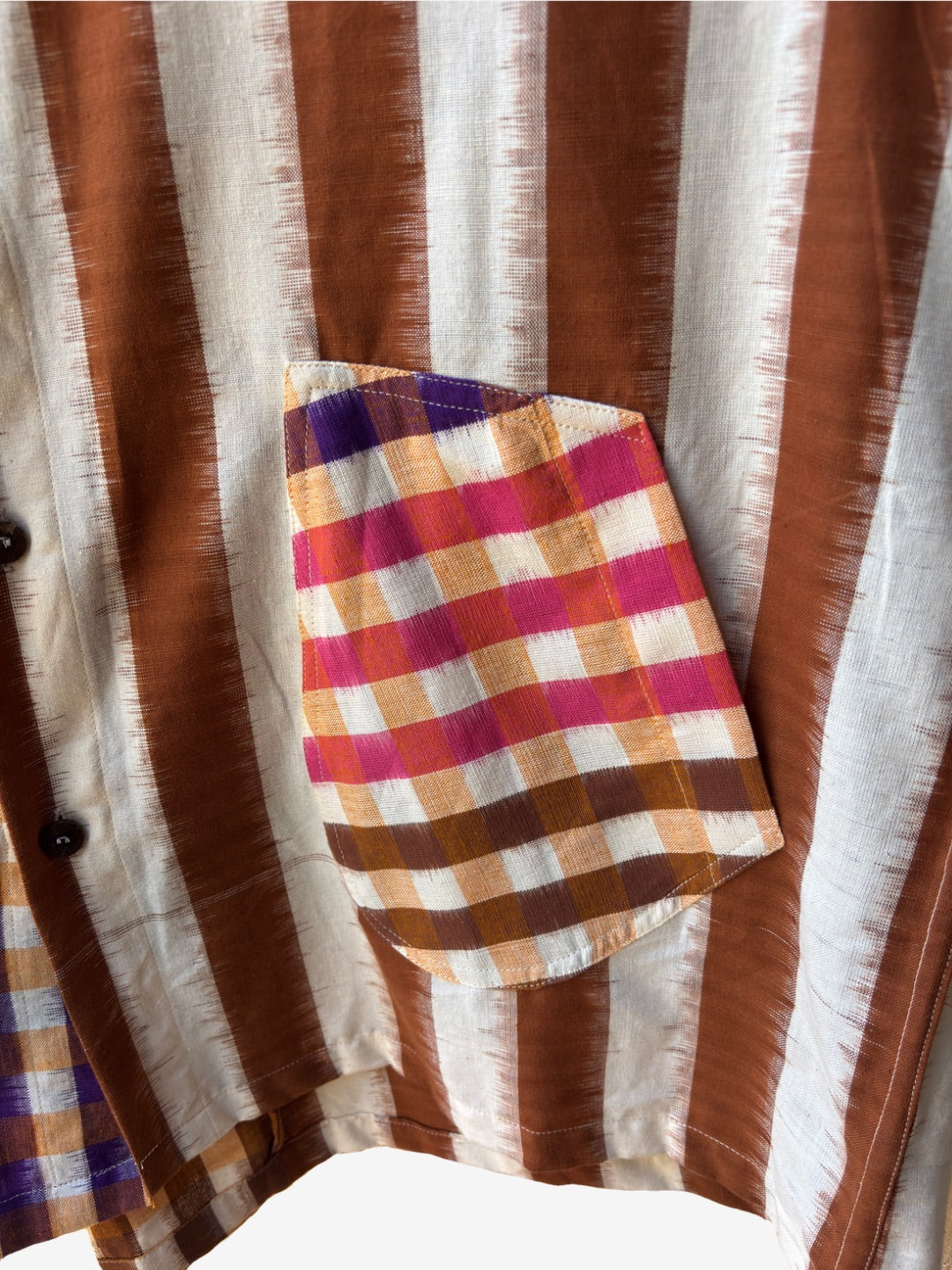 Brown stripe Ikat Shirt/Shirt Dress