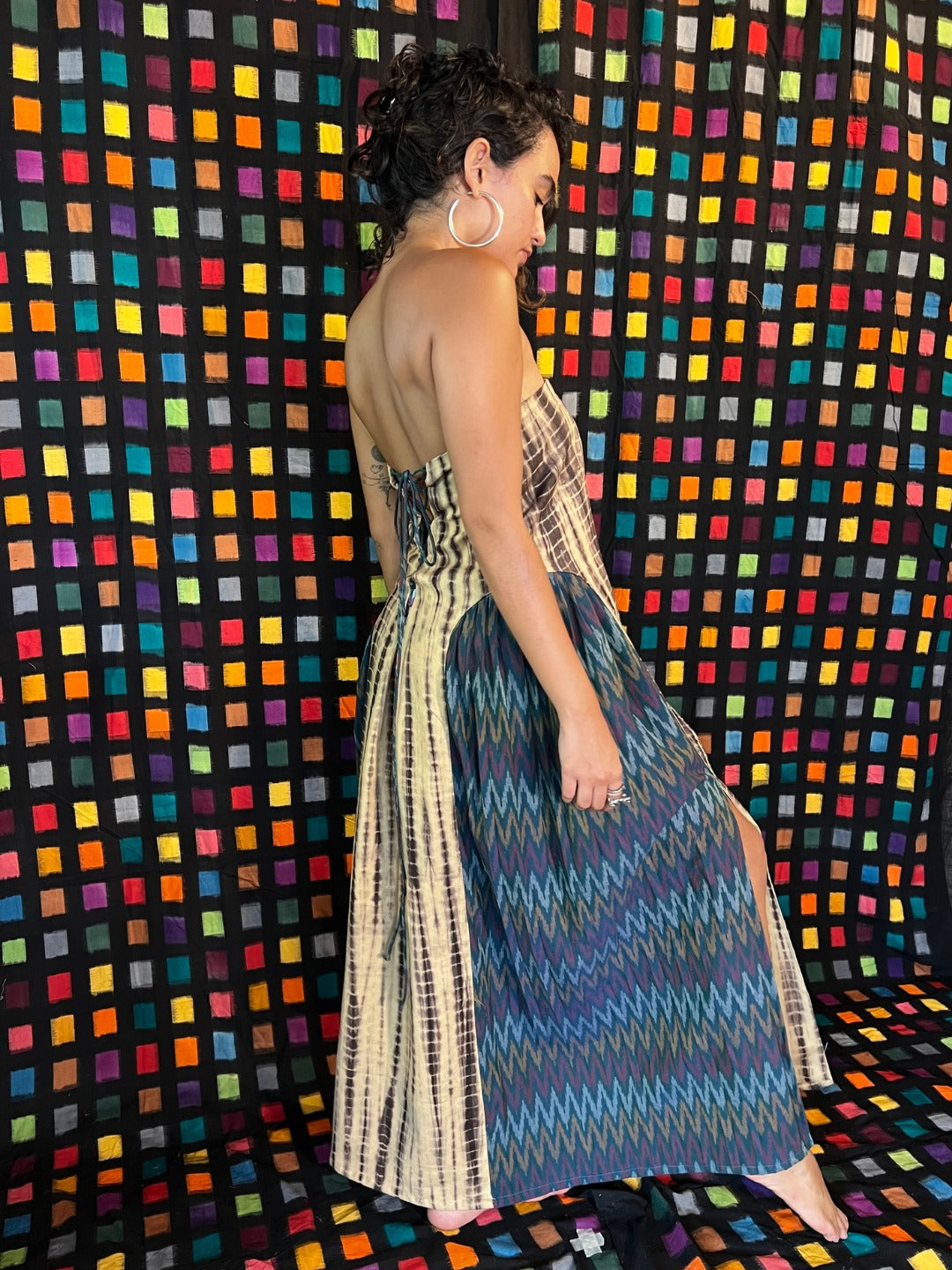 Shibori Ikat Pleated Dress