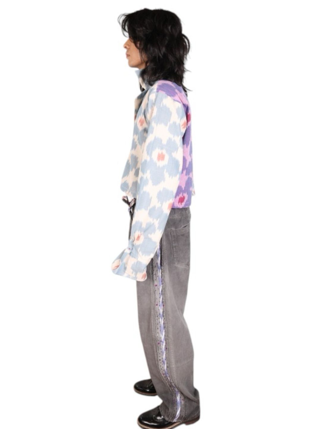 Half and Half Ikat Cropped Shirt