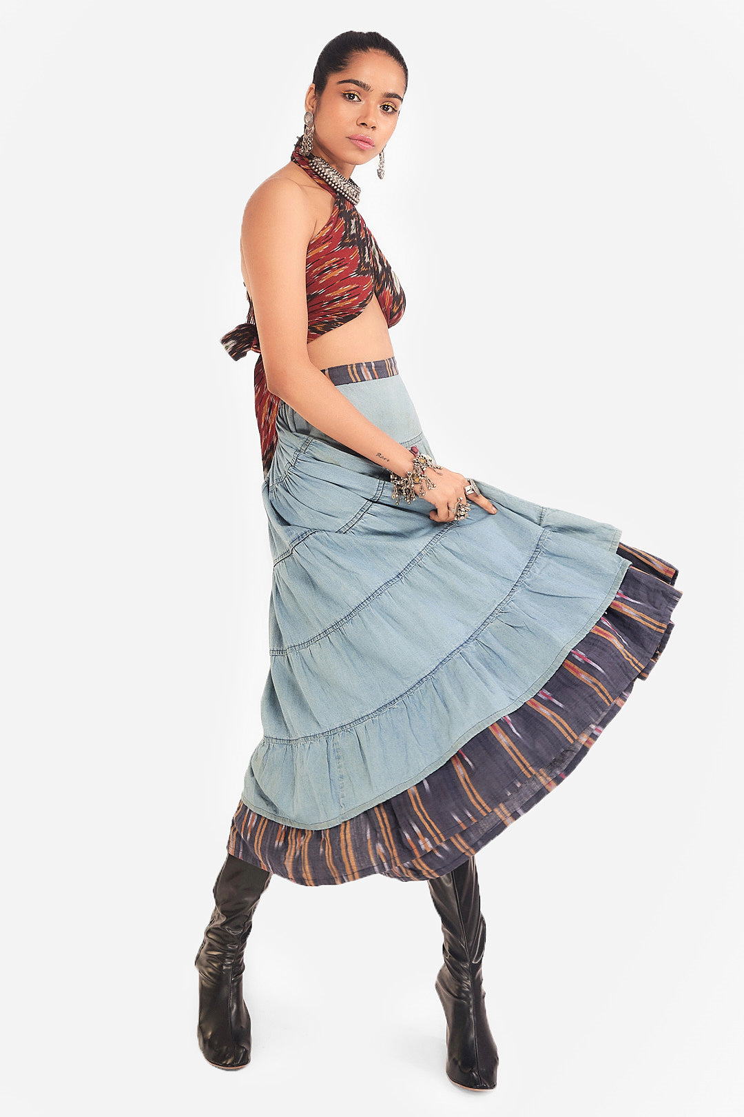 IkatDenim Skirt
