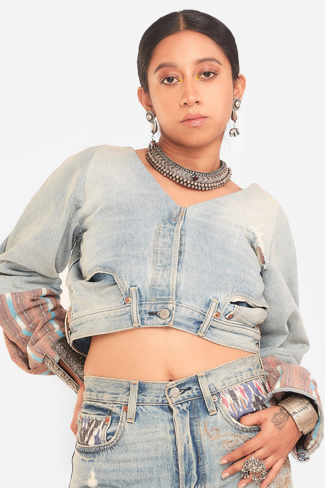 IkatDenim Top