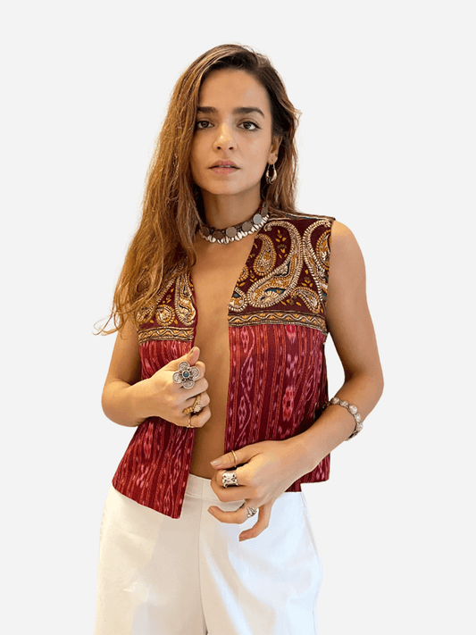 Embroidered paisley Vest