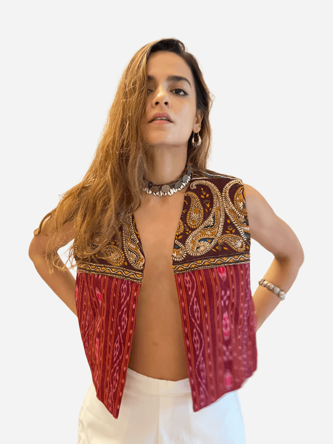 Embroidered paisley Vest
