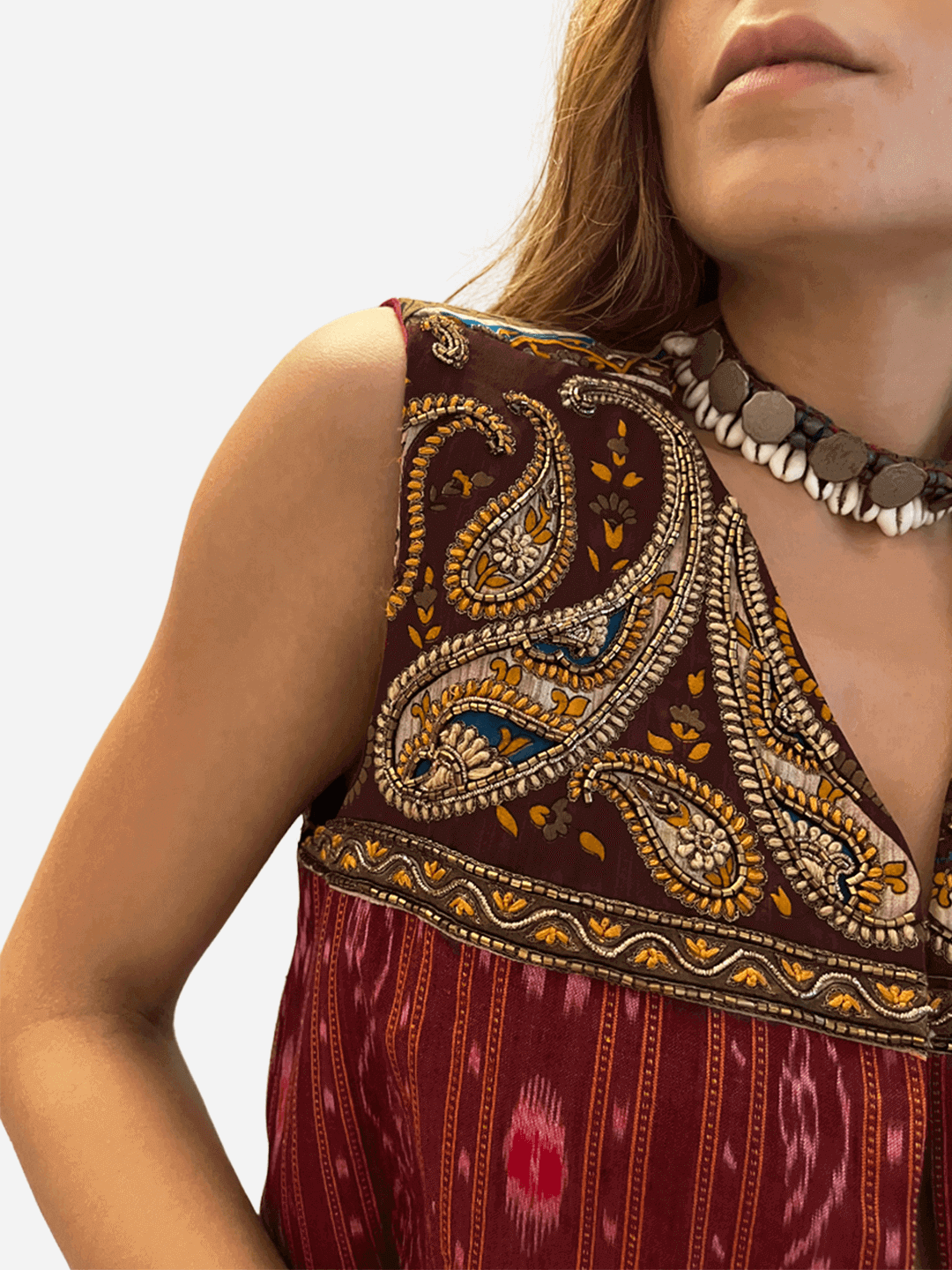 Embroidered paisley Vest