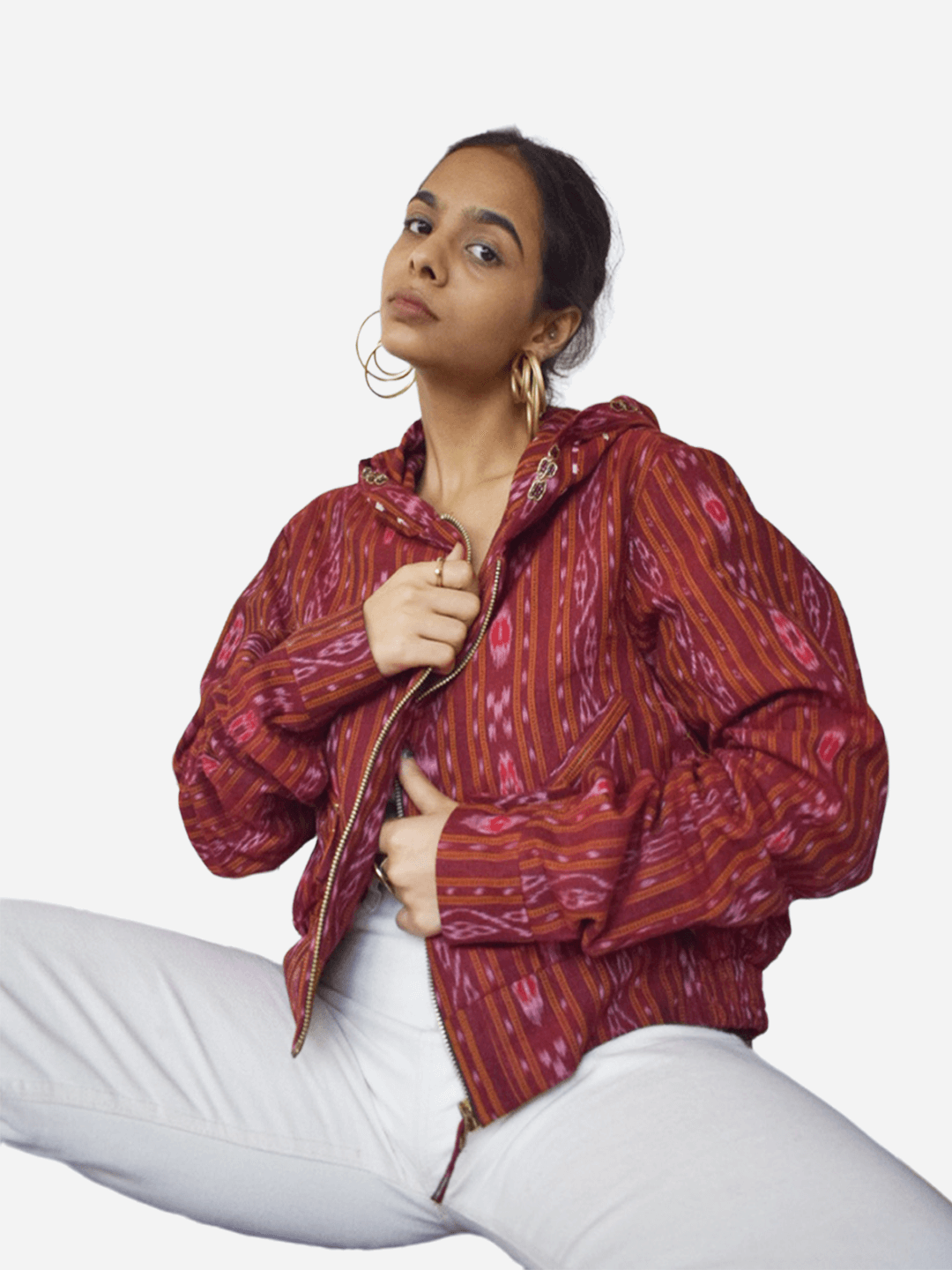 Blue Ikat Vest Bomber
