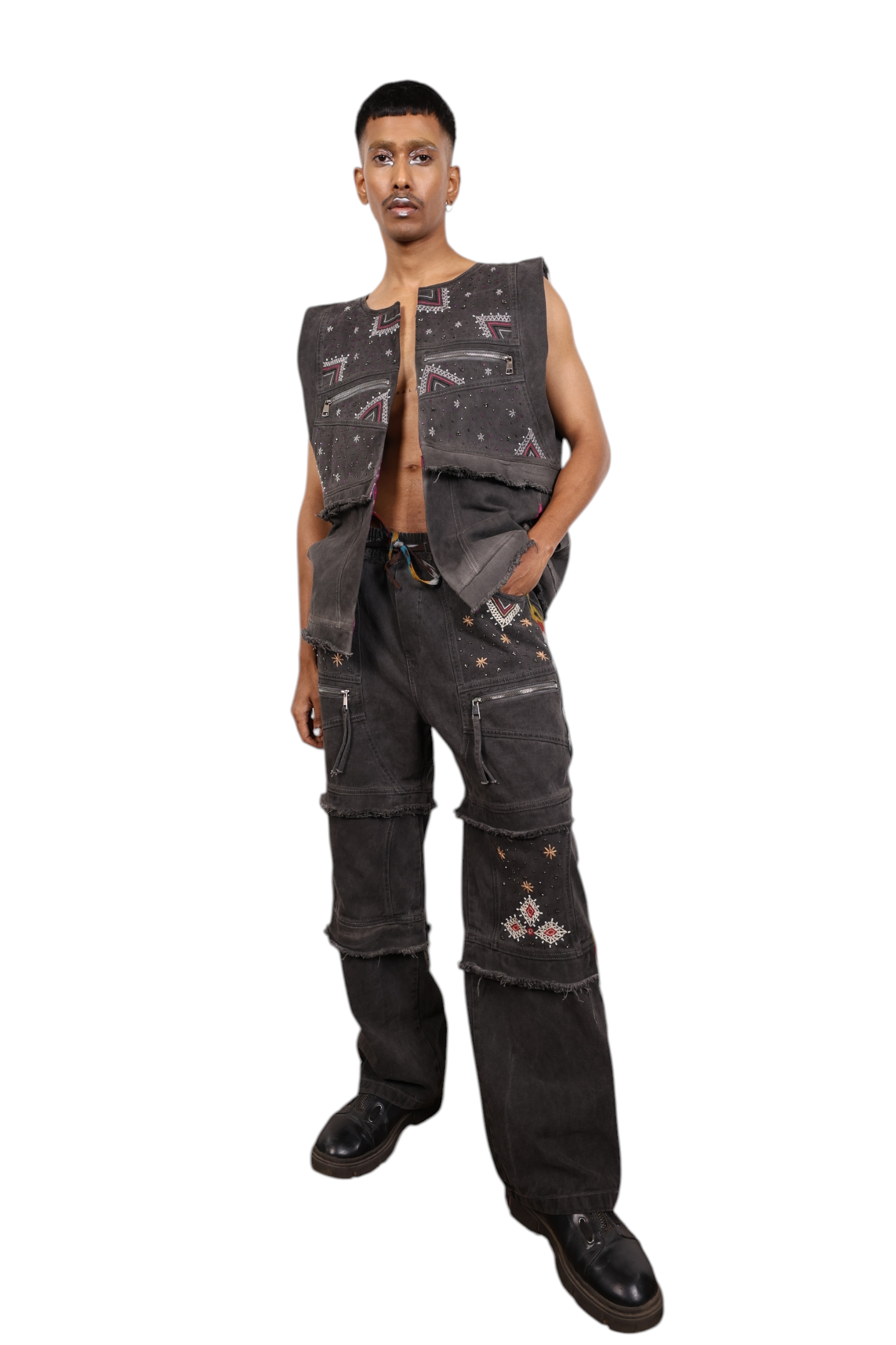 Embroidered Upcycled Jeans