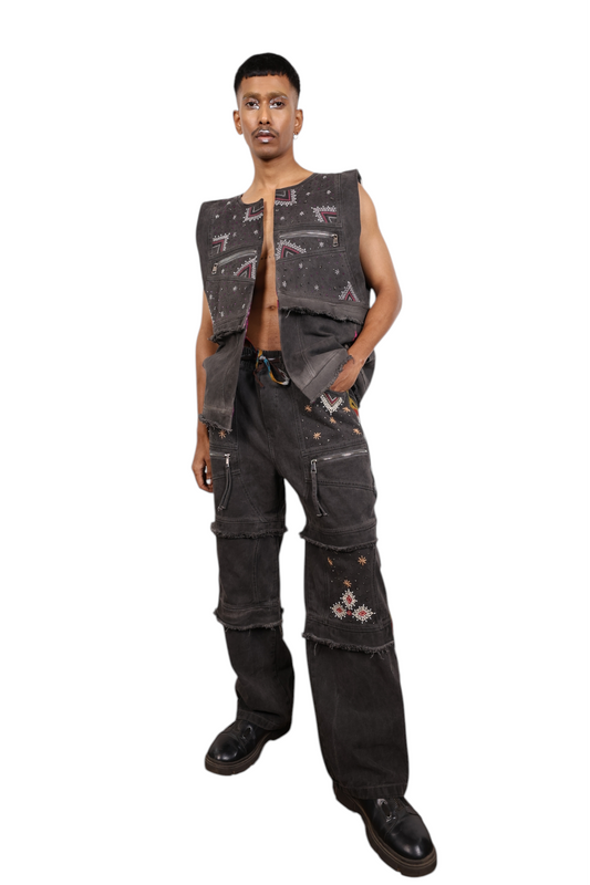 Embroidered Upcycled Jeans