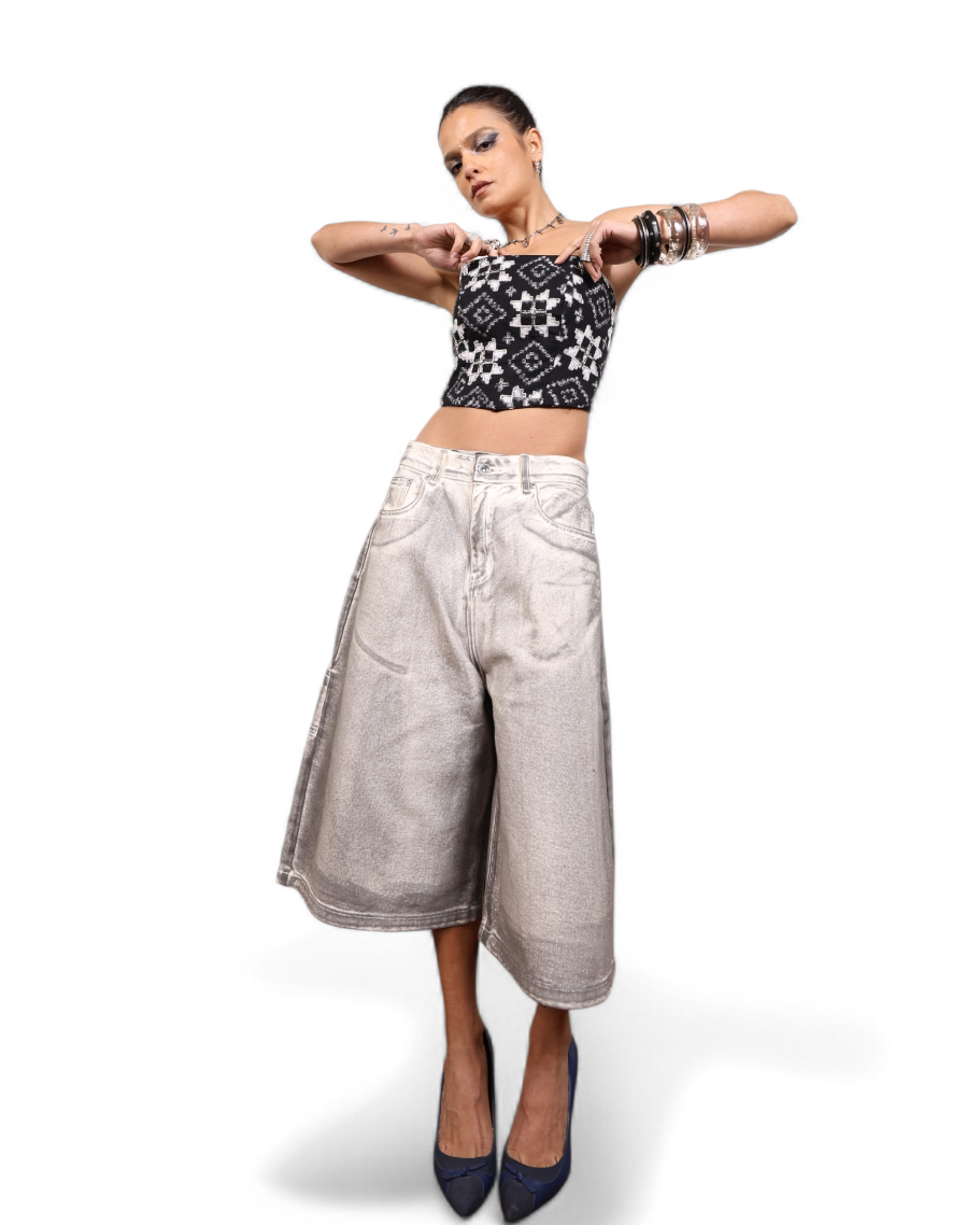 Double Ikat Embroidered corset