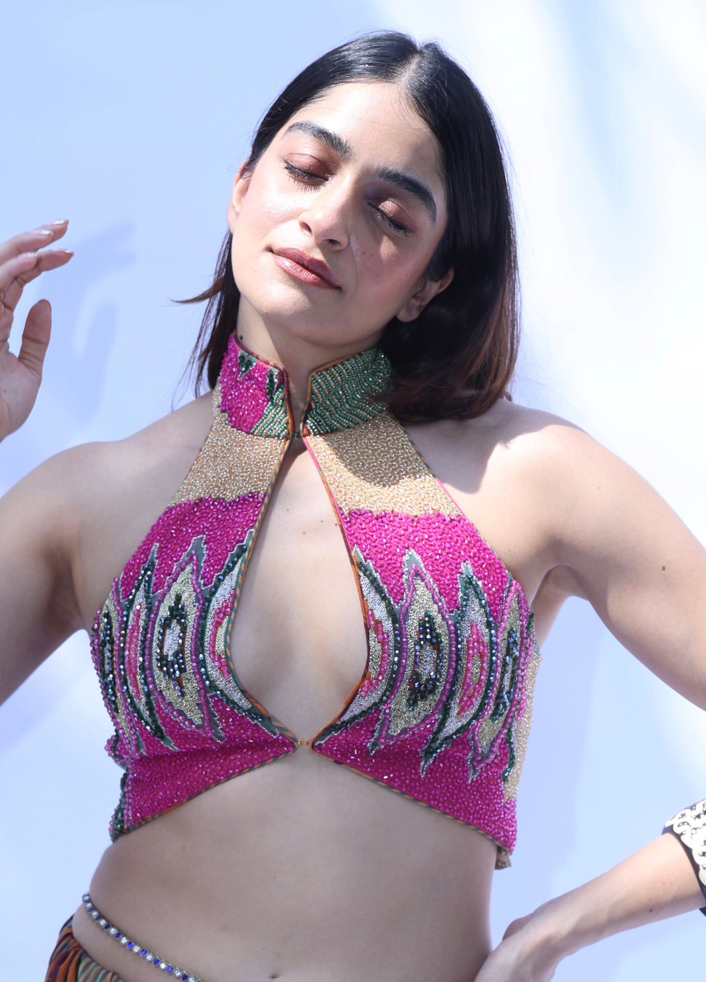 Halter Embroidered Top