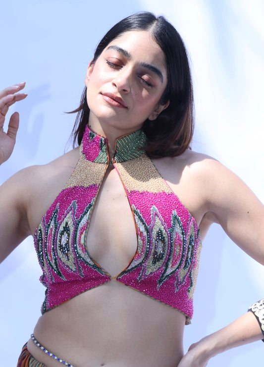 Halter Embroidered Top