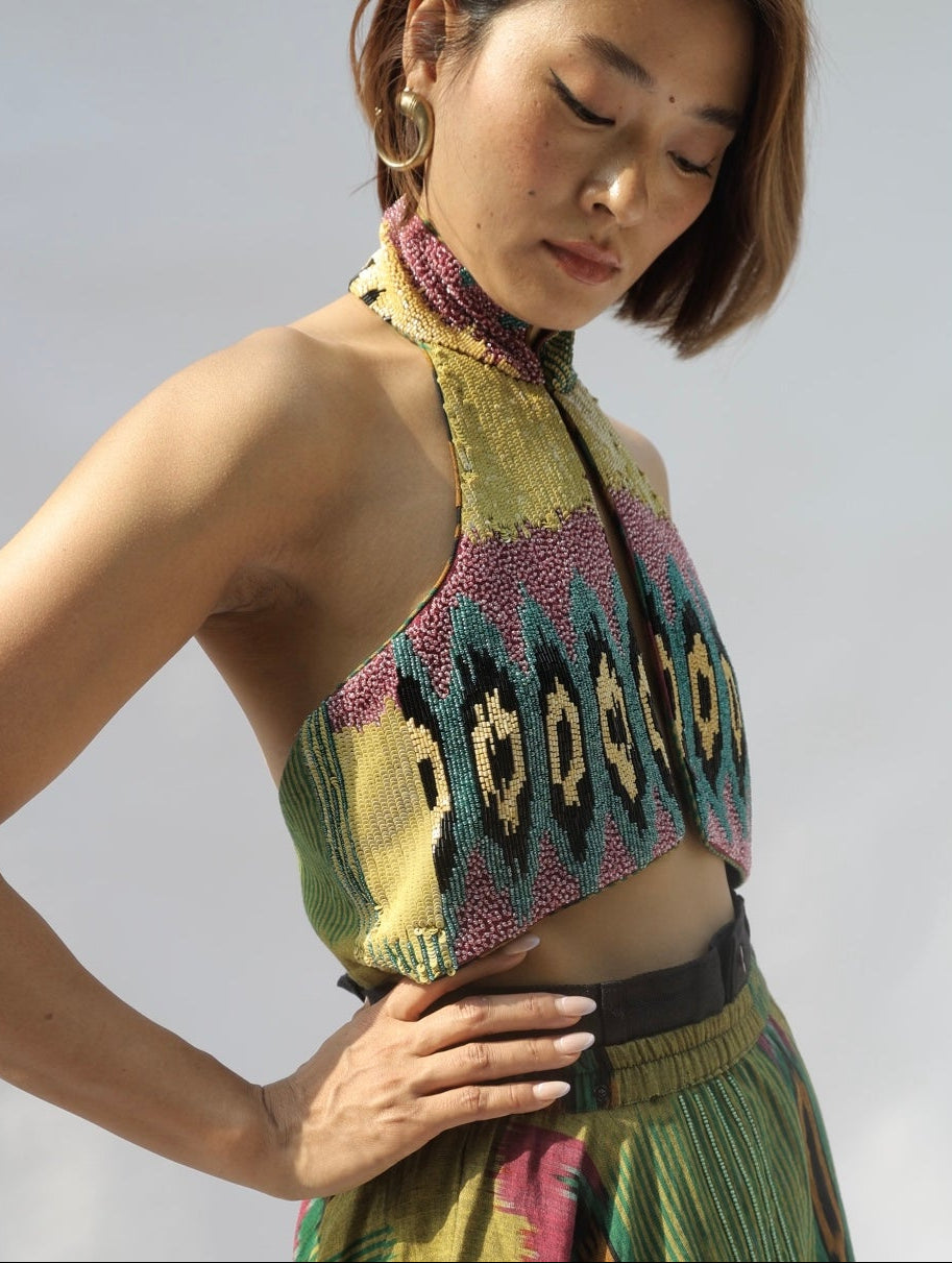 Halter Embroidered Top
