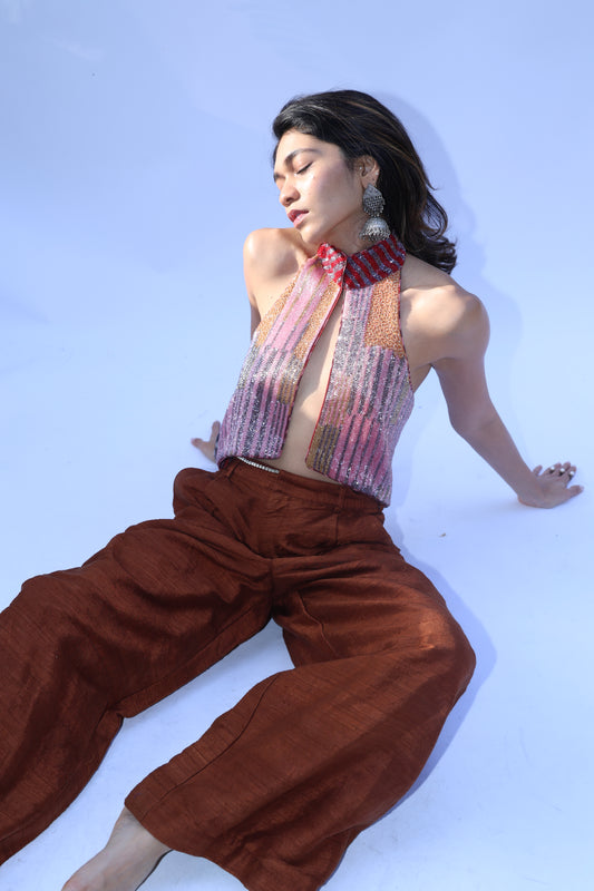 Halter Embroidered Top