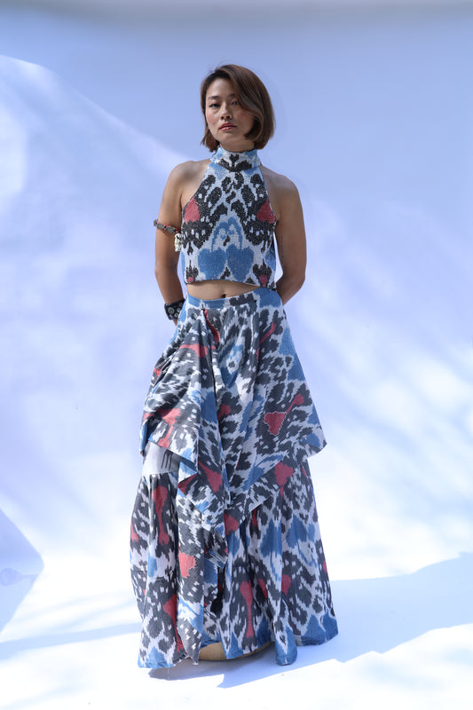 Ikat Embroidered Skirt