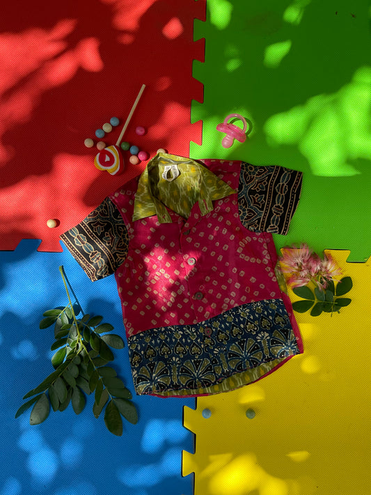 Ikat bandhani kids shirt