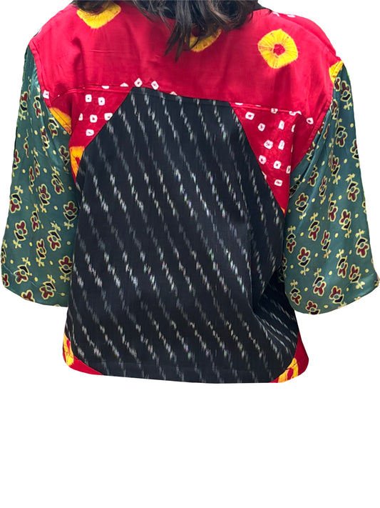 Cropped Ikat Bandhani Shirt