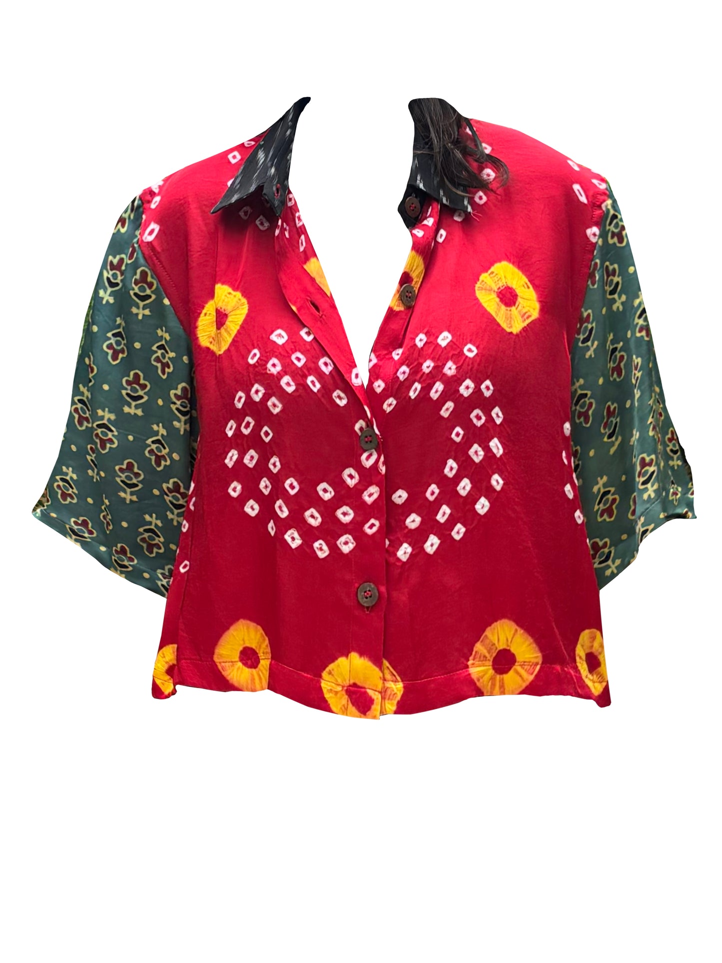 Cropped Ikat Bandhani Shirt