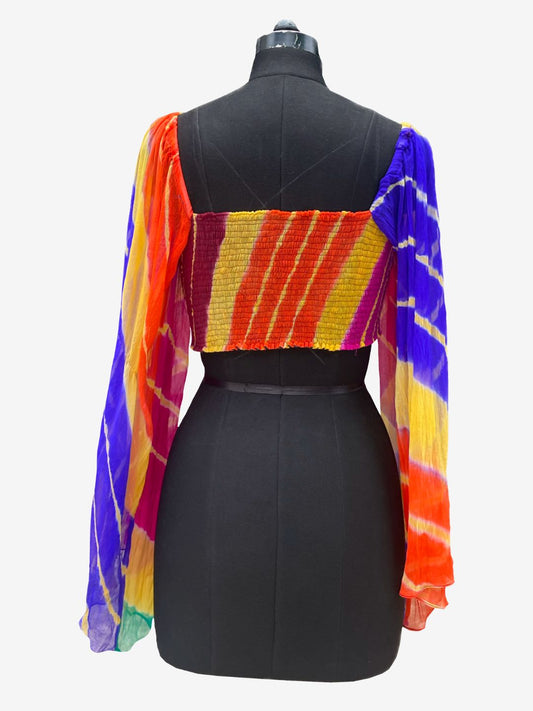 Ikat Leheriya bell sleeves Top