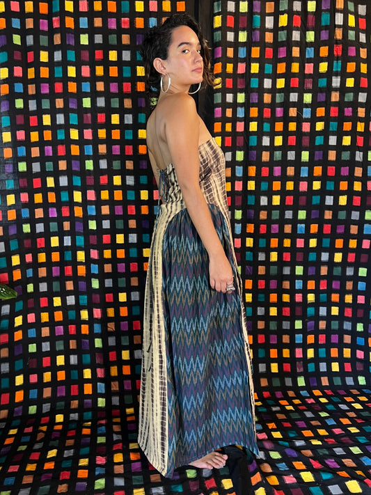 Shibori Ikat Pleated Dress
