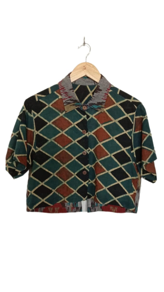 Patch-maker cropped shirt