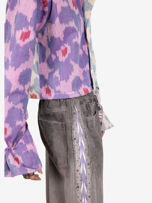 Half and Half Ikat Cropped Shirt