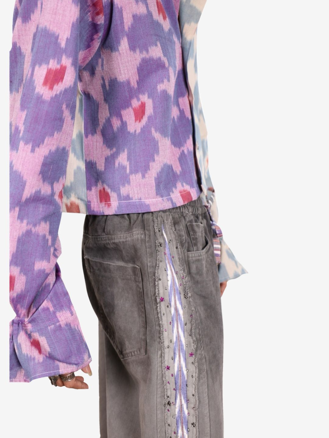 Upcycled embroidered jeans