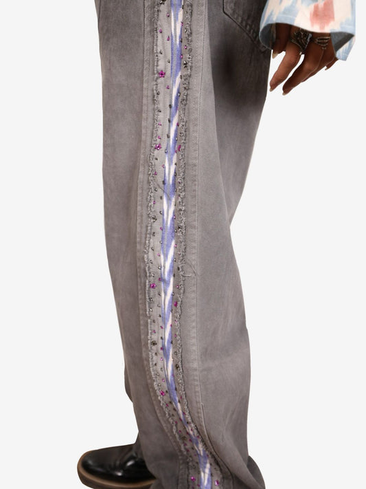 Upcycled embroidered jeans