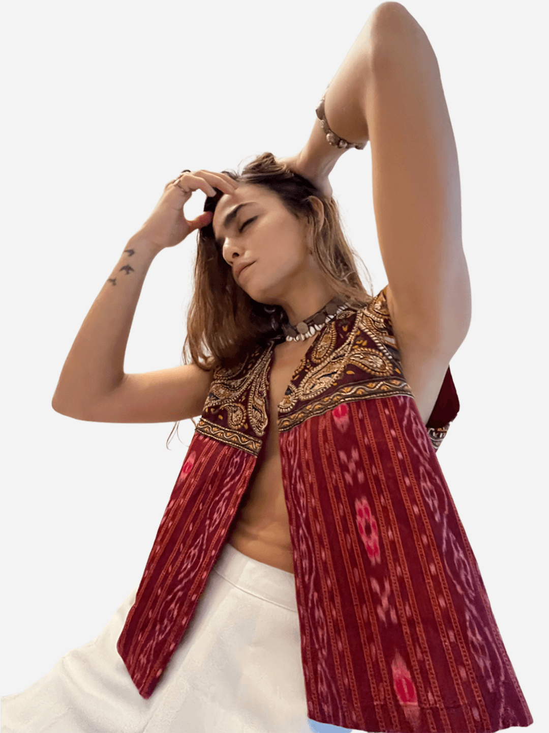 Embroidered paisley Vest