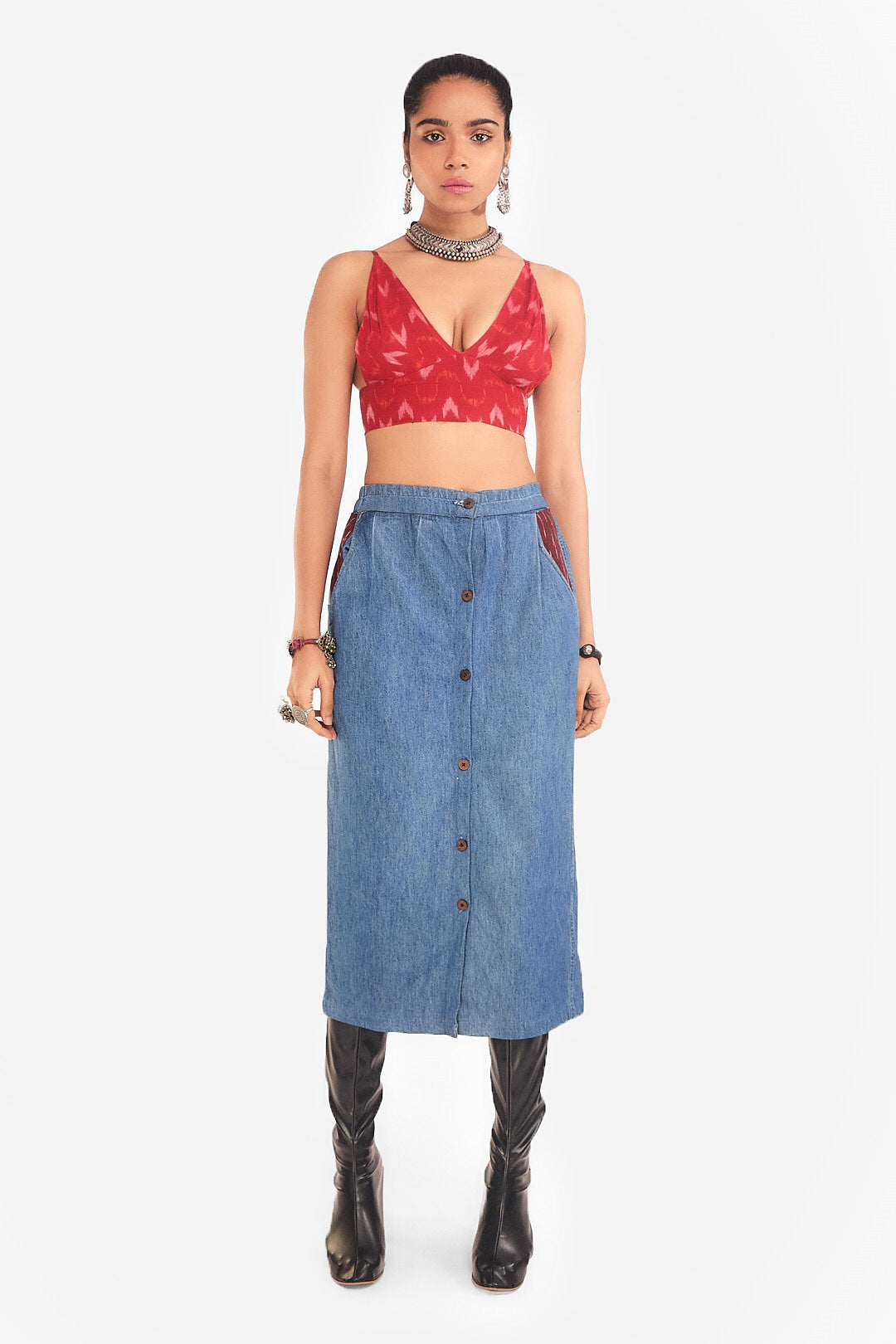 IkatDenim Skirt