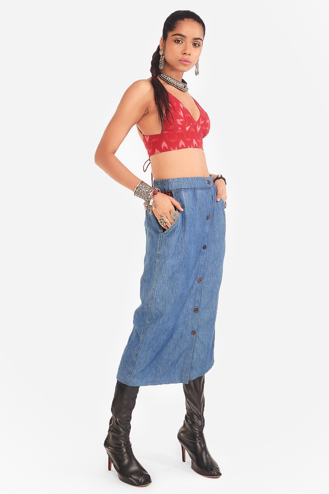 IkatDenim Skirt