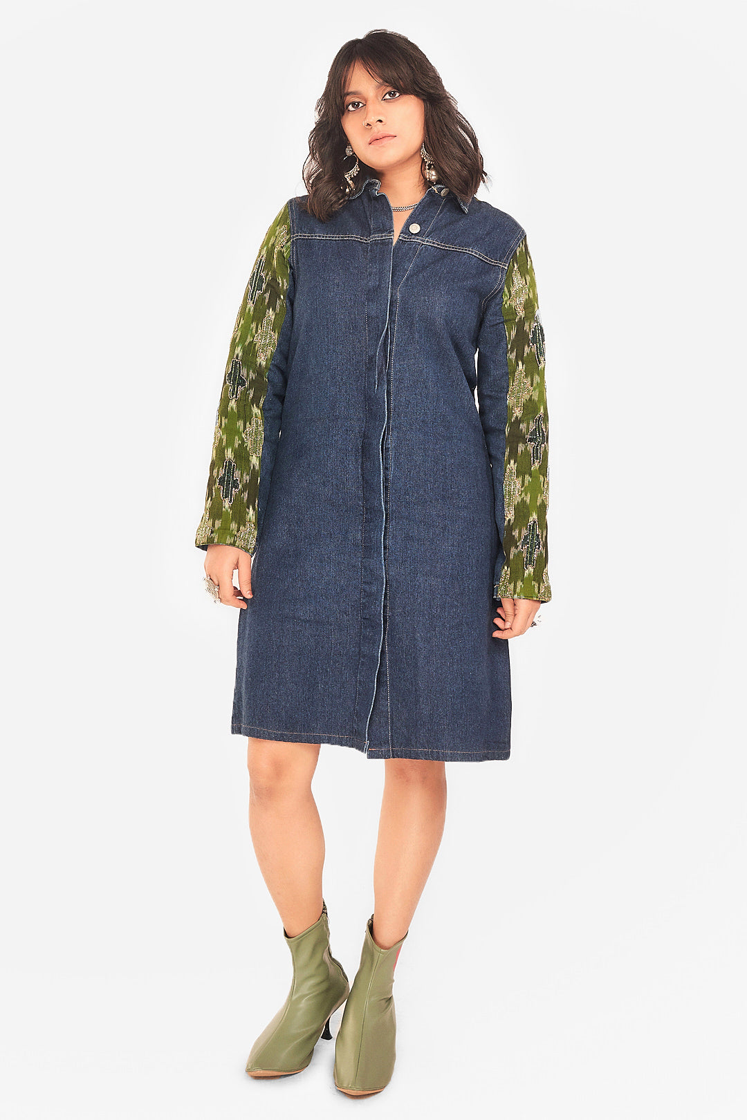 IkatDenim Shirt Dress