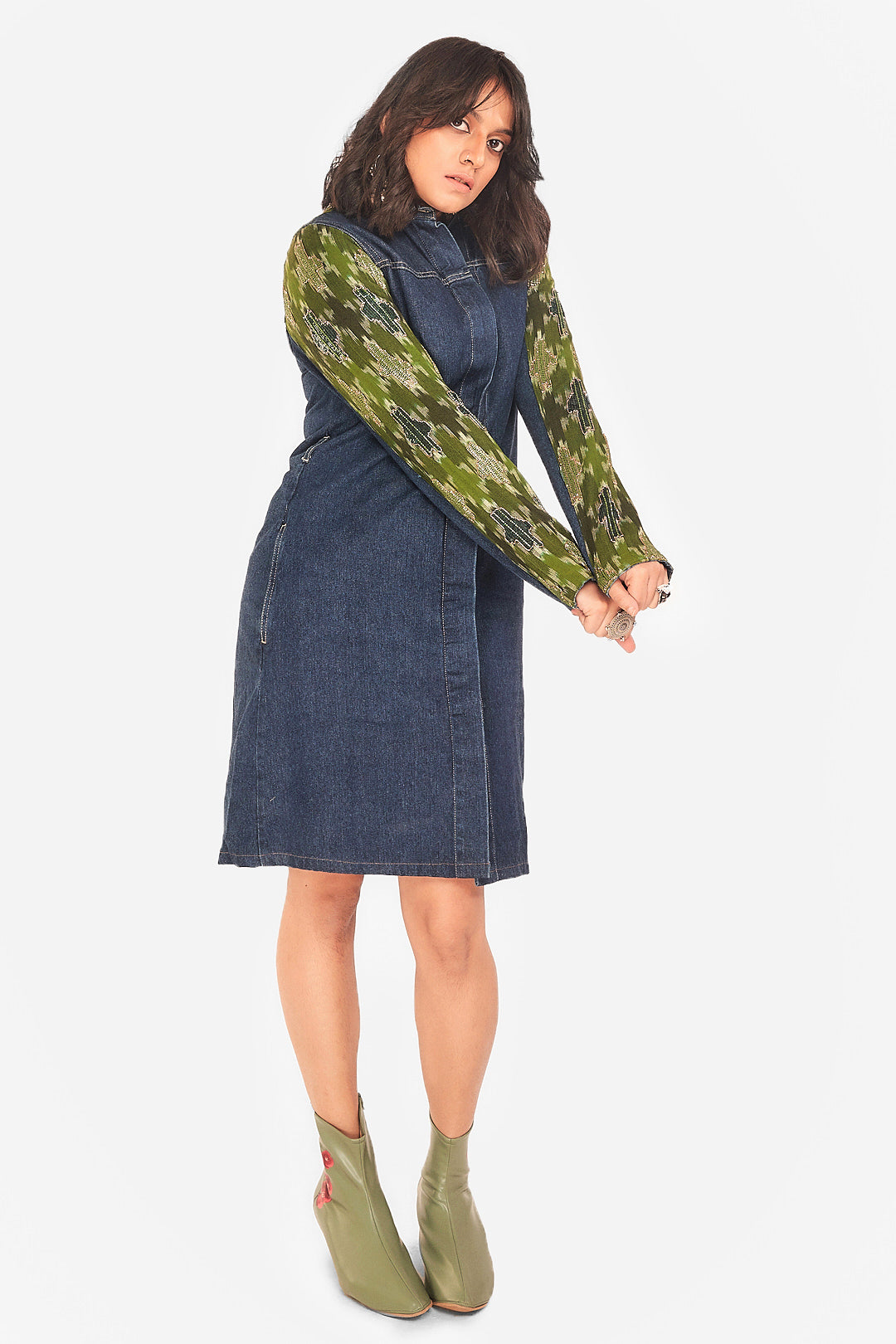 IkatDenim Shirt Dress