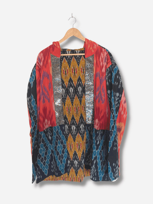 Ikat Patchwork Hoodie Jacket